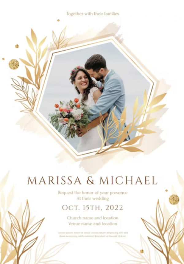 Undangan dengan bingkai foto mewah untuk pasangan